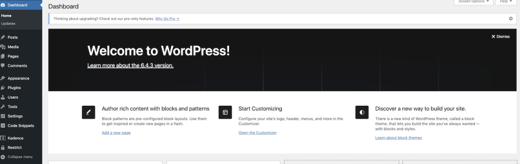 WordPress Backend Screenshot